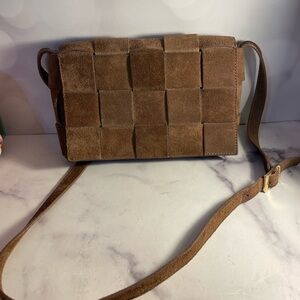 Isadora italian handmade basket weave crossbody leather bag